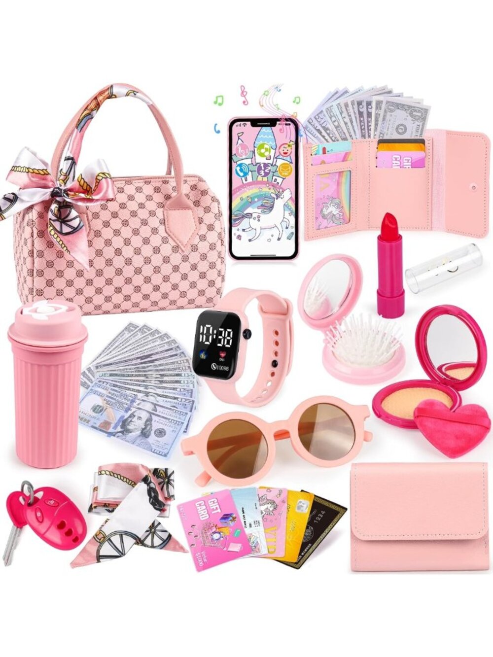 Play Purse Set with Watch & Phone - Fun Pretend Play Toys for Girls 3-8